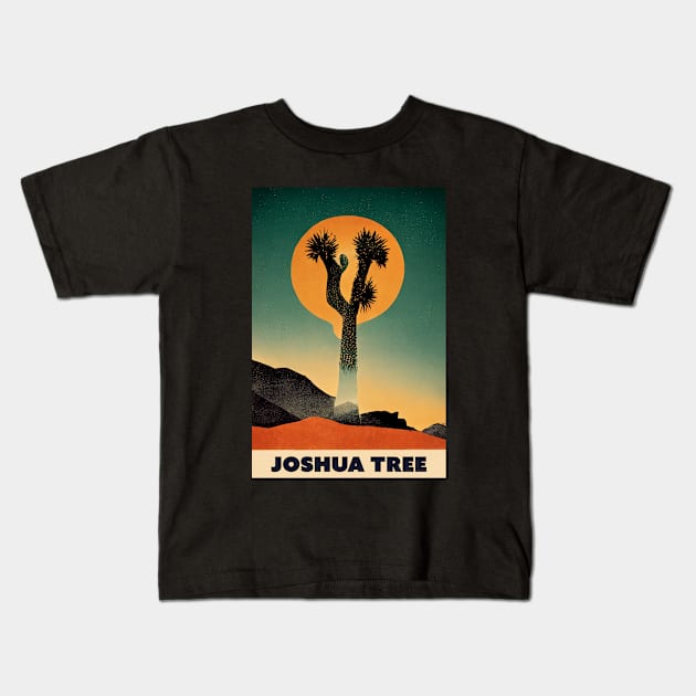 Joshua Tree Retro Travel Kids T-Shirt by Retro Travel Design